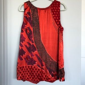 CAbi Red Hot Tunic Silk Blend Sleeveless Top